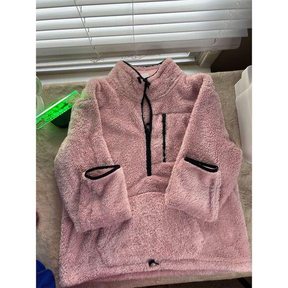 Victoria's Secret PINK Women's L Pink Sherpa Half Zip Jacket Casual - Picture 6 of 6
